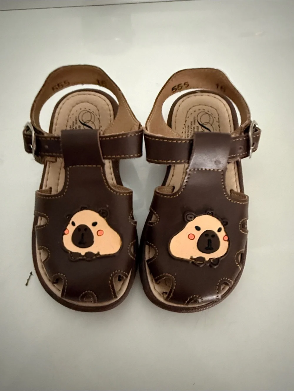Kids Brown Bear Leather Sandals